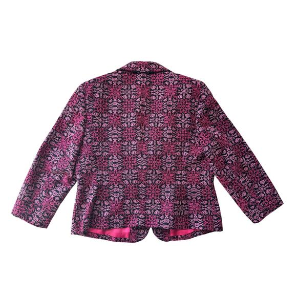 Embroidered Pink & Black Talbots Jacket, size Women's 16, Hook & Eye Closure - Picture 2 of 11